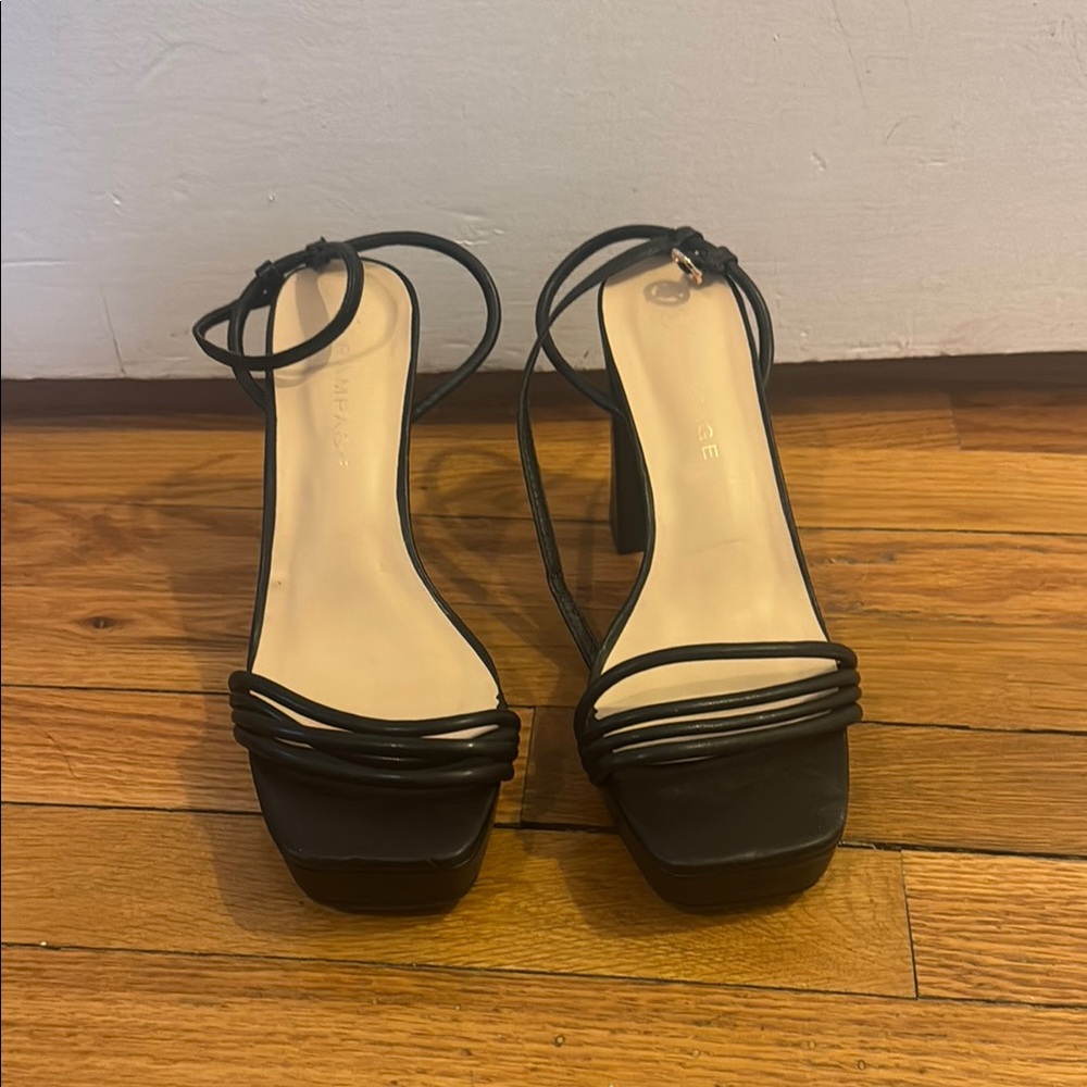Simple Black Strappy Heels